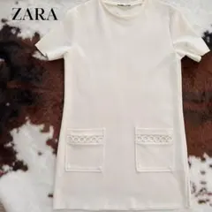 ZARA アイボリー ミニワンピース 半袖