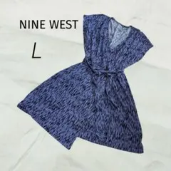 【美品】NINE WEST 藤色 ラップスタイル ワンピース Vネック