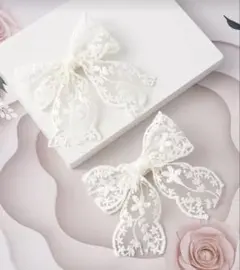 レース　リボン　ヘアクリップ　キッズ　髪型　卒業式　入学式　卒園式　入園式　白