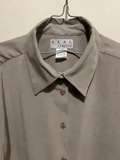 フェイクスエードシャツ　REAL comfort 長袖シャツ ブラウン L