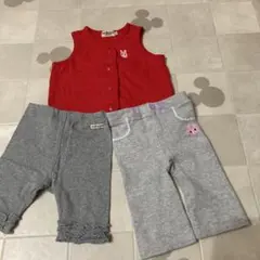 HOT BISCUITS 赤いベストとグレーのボトムスセット S