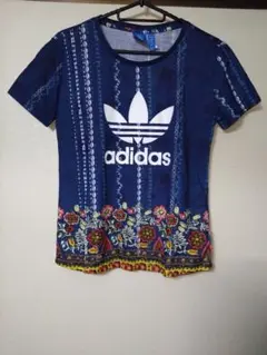 adidas★アディダス★花柄Tシャツ★ネイビー★レディースMサイズ