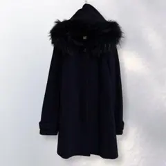 ミッシェルクラン ファー付フード ウール ミドルコート アウター 無地《c395