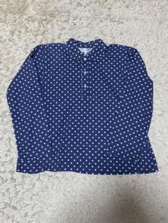 COMME des GARÇONS ネイビー ドット柄 シャツ SS 丸襟