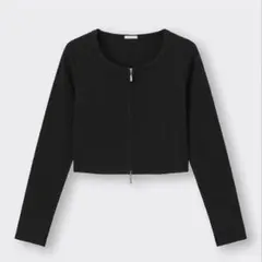GU リブニット リブダブルジップカーディガン