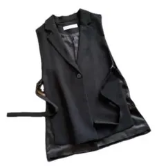 ZARA ベスト ジレ モード マニッシュ　人気　ロング　ブラック　XS