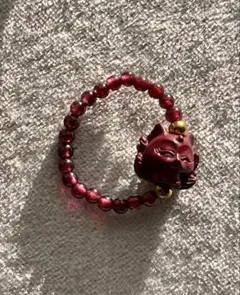 20%オフSALE開催中　詳細プロフ様専用　ガーネット＆朱砂（辰砂）の九尾リング