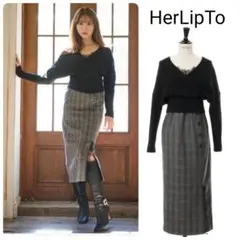 【ma様専用】HerLipTo ニットチェックロングワンピース