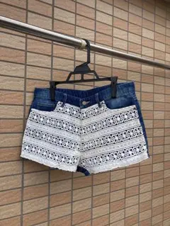 デニムショートパンツ レース ジーパン Gパン ホットパンツ