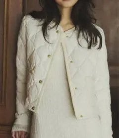 新品タグ付TAION×anuanノーカラーキルティングショートダウン　Ivory