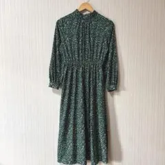 Honeys 花柄 緑色 長袖 ワンピース