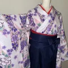 二尺袖着物　袴刺繍入り　フルセット(9点) 卒業式