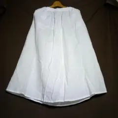 無印良品 MUJI【S】ロングスカート 麻 ウエストゴム ペチコート付 ホワイト