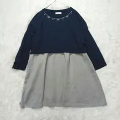 【大きめ3L】A HAPPY MARILYN ビジュー付きワンピース 紺グレーのサムネイル