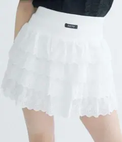 シュガーフリルティアードスカート白 titty&Co.