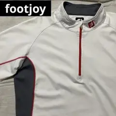 ●フットジョイ●モックネックシャツ L ハーフジップ ゴルフ 白系 赤 グレー