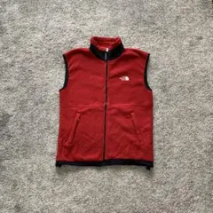 Mサイズ ノースフェイス フリースベスト 赤色 レッド 刺繍ロゴ ベスト