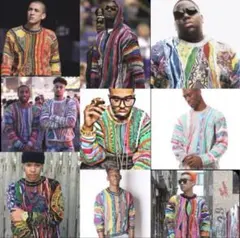 VENEZIA 総柄 ニット マルチカラーラッパー　ヴィンテージ HIPHOPのサムネイル