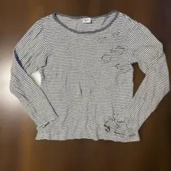 00s archive 短丈 ボーダー ダメージ ロンＴ y2k【最終値下げ】