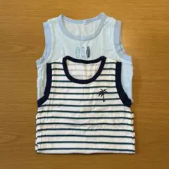 キッズ タンクトップ 110 男の子 2枚セット 夏 綿100 ボーダー 涼しい