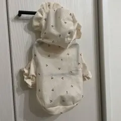 3coins ペット服 ワッフルプリントフーディー Sサイズ　チェリー
