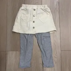 クリーム色 ハートポケット スパッツ付きスカート