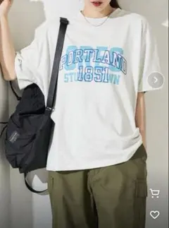 フリークスストア　ロゴ 刺繍 重ね プリント 半袖 Tシャツ　ライトグレー