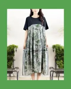 ♠♥♣♦新品未使用！チュールレイヤードリーフプリントワンピース