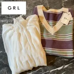 GRL グレイル ニットベスト シアートップス 2点セット コーデ