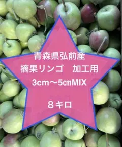 青森県弘前産 摘果リンゴ 加工用 8kg 3cm-5cmMIXのサムネイル