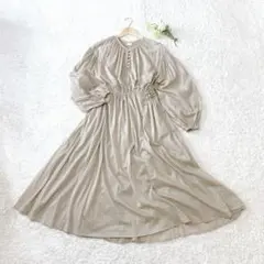 アーバンリサーチドアーズ コットンボイルギャザーワンピース M グレージュ