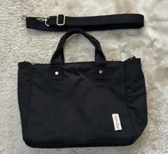 Legato Largo ブラック トートバッグ/ショルダー紐つき黒ポケット10