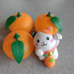 越後製菓　ねんドル招福招き猫/みかんフィギュア　鏡餅用飾り　2026干支