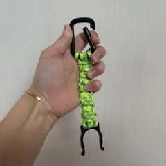 蛍光グリーン カラビナ付きペットボトルホルダー 夏フェス