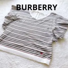 バーバリー Vネック カットソー バックリボン ホースロゴ 日本製 三陽商会