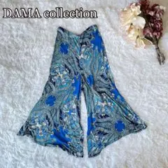 DAMA collectionレーヨン100%ペイズリー柄イージーパンツW64青