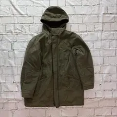 ミリタリー風 モッズコート フード付き 裏ボア 中綿キルティング カーキ