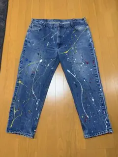 専用一点物ペイント Carhartt FR デニム 46 ジャクソンポロック風