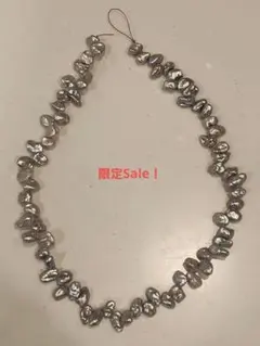 【新品未使用】淡水パール ケシネックレス 　シルバー色系