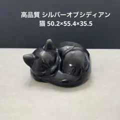 1313 高品質 シルバーオブシディアン 猫 50.2×55.4×35.5