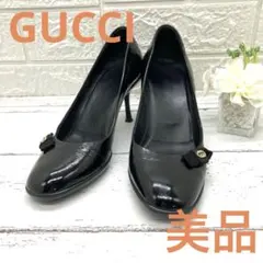 美品❣️GUCCIグッチダブルG GG37ロゴパテントレザー パンプスブラック24
