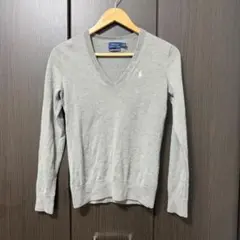 【POLO RALPH LAUREN】グレー Vネックセーター M