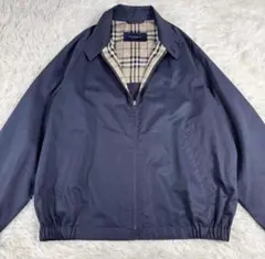 BURBERRY スウィングトップ ネイビー ノバチェック 刺繍ロゴ S