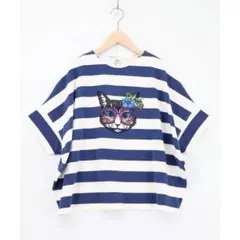 ScoLar （スカラー） グラサンネコちゃん刺繍ボーダープルオーバー Tシャツのサムネイル