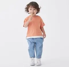 petit mainライトブルー テーパードパンツ 90cm