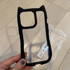 未使用品★iPhone13pro猫耳スマホケース黒