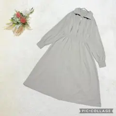 セゾンドパピヨン 【L】 スエットロングワンピース グレー ジップデザイン