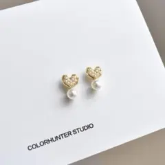 ハート 両耳用 可愛い 結婚式 卒業式 高級感 高見え 大人女子 上品 綺麗め