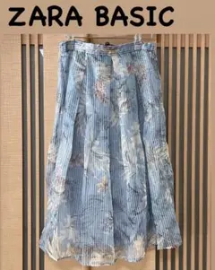 ZARA BASIC 花柄フレアスカート シアーのサムネイル