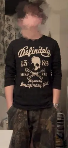 斗*様 【y2k／グランジ】スカルデザイン長袖カットソー